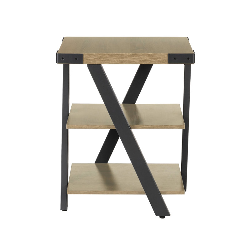 Table de bout avec rangement Mirella, Gris pierre