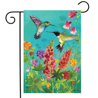 Hummingbird Greeting Spring Garden Flag