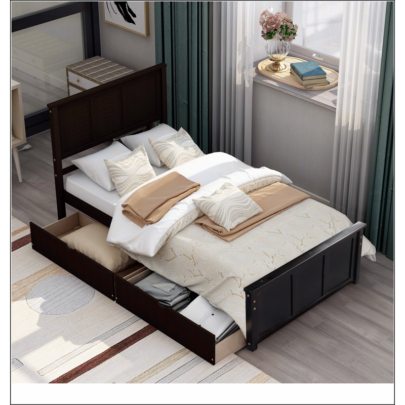 Lit plateforme avec rangement, Espresso
