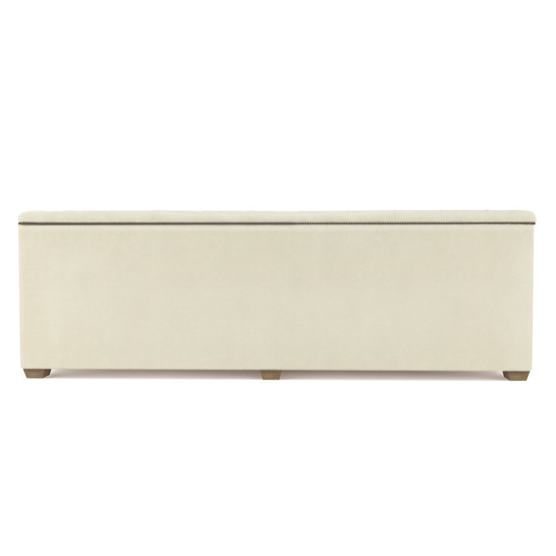 Velvet Sofa, Alabaster Genuine Leather, 96"