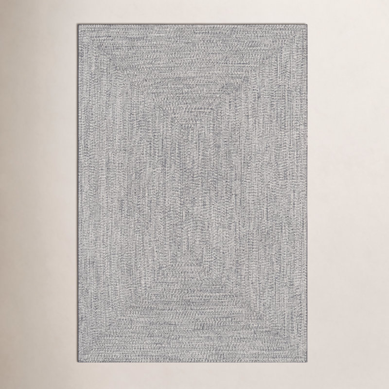 Tapis intérieur / extérieur tressé Edie, Rectangle 5 pi x 8 pi, Argent gris