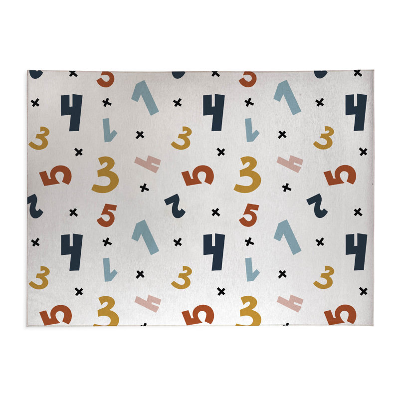 Numbers Indoor Doormat, White/Pink/Gold/Blue, 36" W x 60" L
