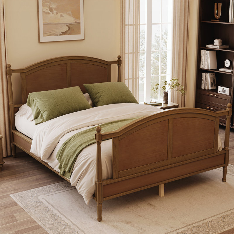 Structure de lit plateforme Traditional, Queen, Noyer