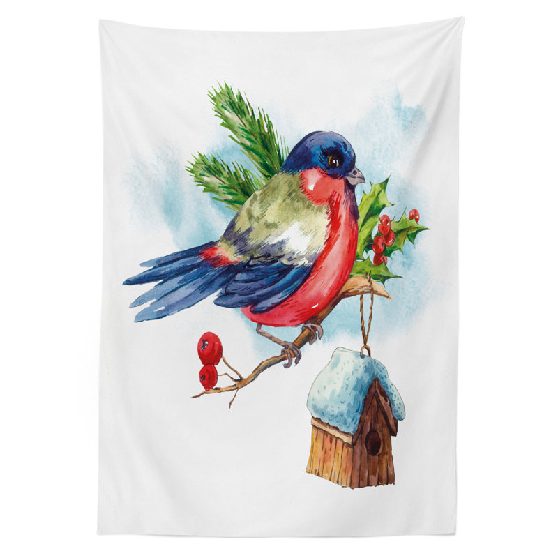 Holly Pine Christmas Bird Tablecloth, 140cm x 240cm