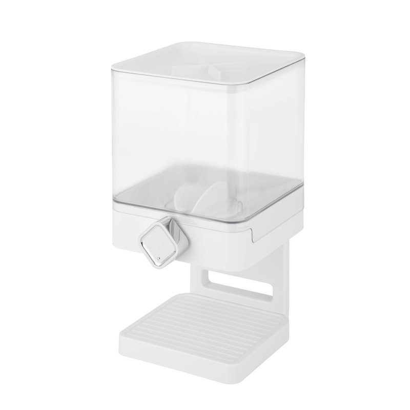 Compact White and Chrome Dry Food Dispenser