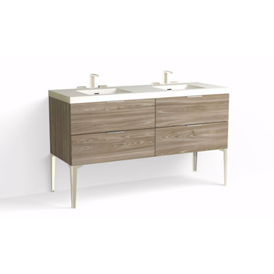 Avila 60" W Freestanding Double Bathroom Vanity with Dean Leg