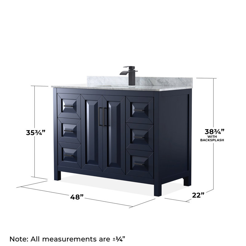 Daria 48'' W Single Vanity, Dark Blue, Matte Black