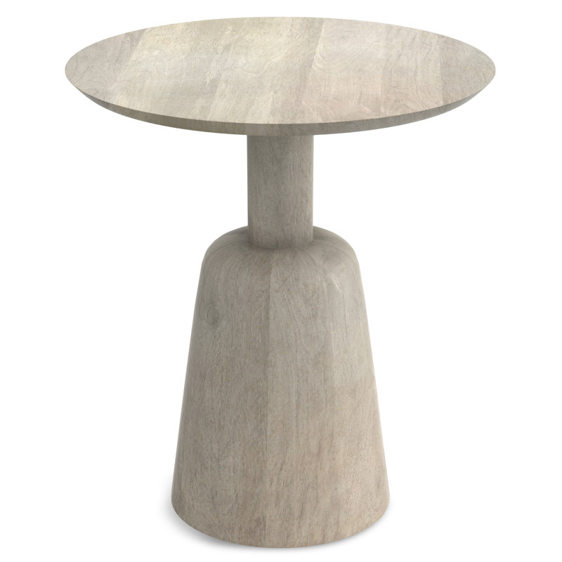 Finchley 18"W Solid Mango Wood Contemporary Round End Table with Tapered Pedestal Base