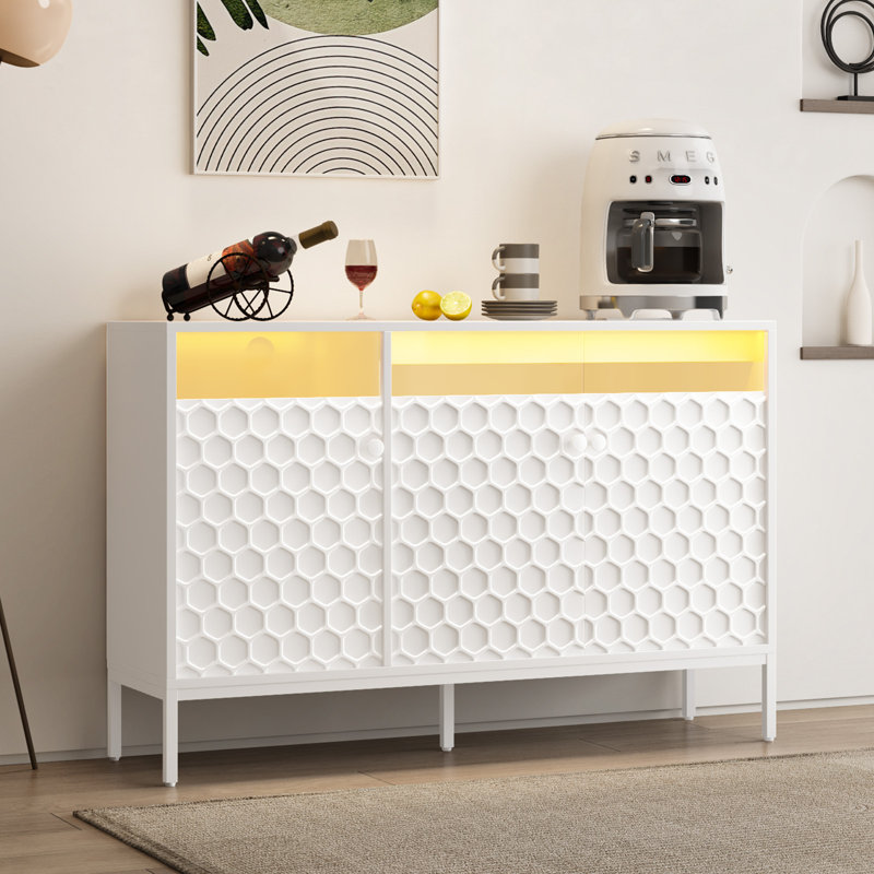 Buffet avec DEL et station de charge, Blanc