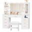 49.2" Makeup Vanity With 8 Drawers & Power Outlet And Glass Top 