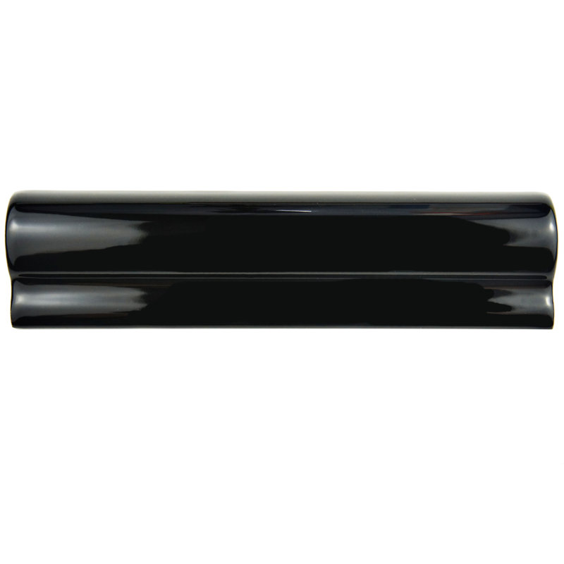 Santorini 7.9" x 2" Glossy Ceramic Mudcap Tile Trim in Nero