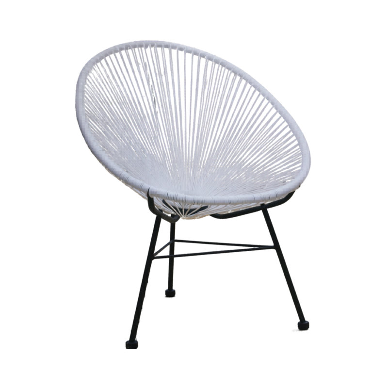 Chaise de patio d'extérieur en vinyle Acapulco avec cadre (ensemble de 2), Blanc