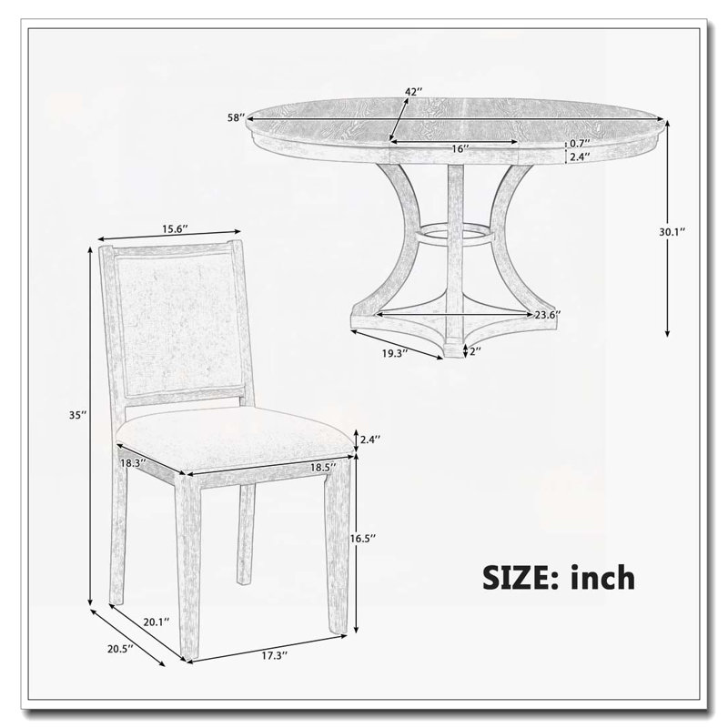 Ensemble de table de salle à manger 5 pièces Retro Table extensible et 4 chaises rembourrées, Naturel
