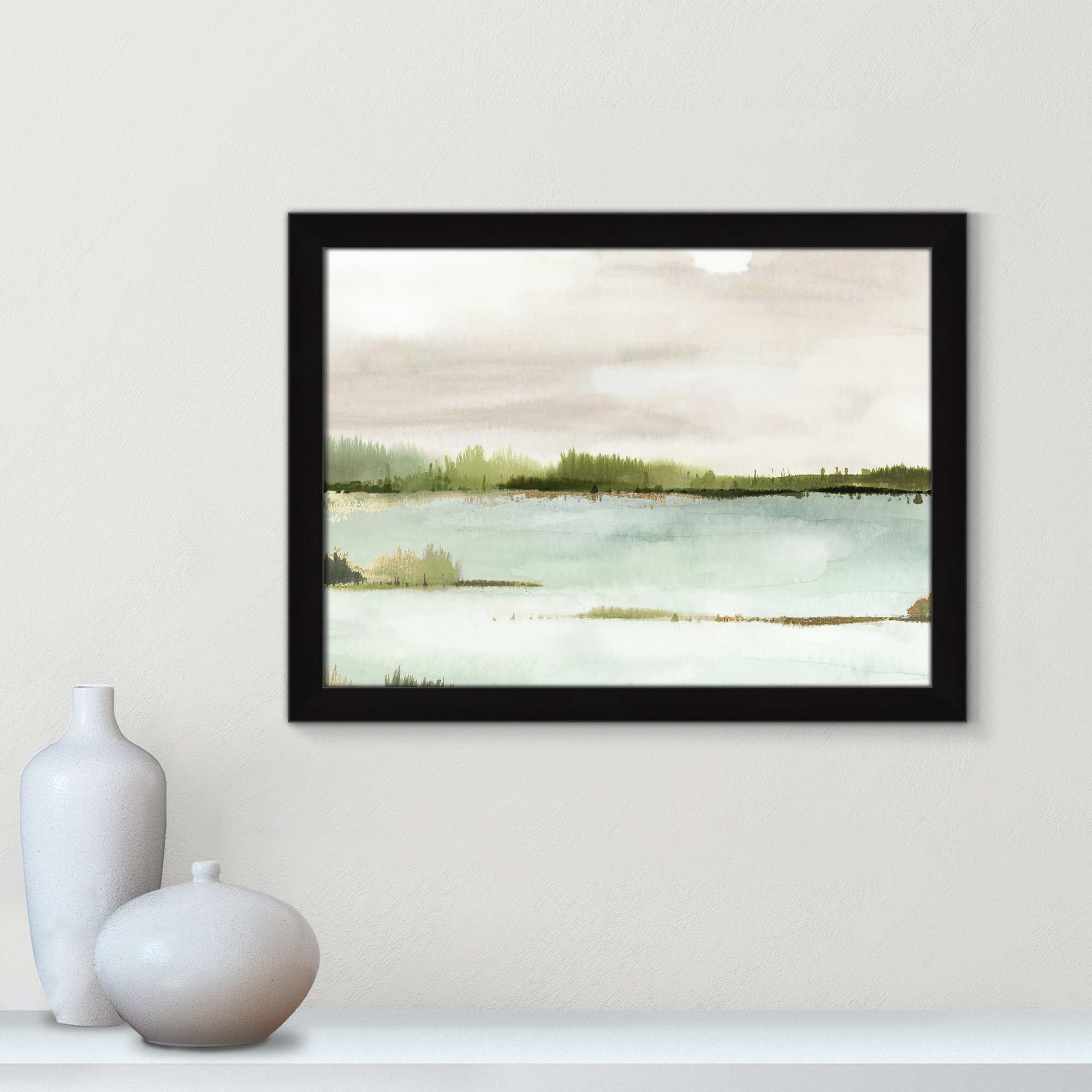 Silent Lake, 18" H x 24" W x 1.12" D, Black Framed