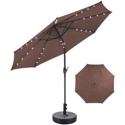 Parasol de marché illuminé 10 pi avec plage 8 côtes