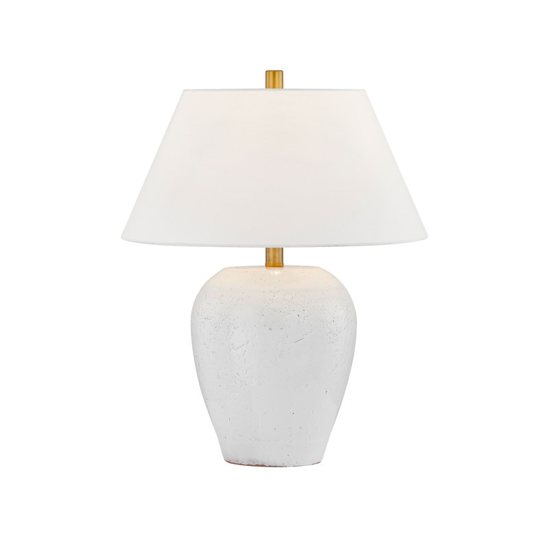 Lampe de table en céramique 21,5 "avec abat-jour en lin Ruth, blanc