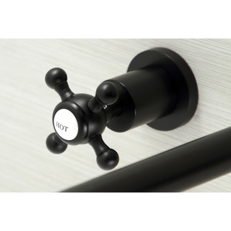 Kingston Brass Metropolitan Two-Handle 3-Hole Wall Mount Roman Tub Faucet, Matte Black