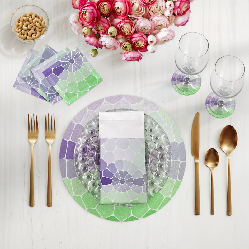 Mosaico Vegan Leather Round Pebble Placemat, Stgermain