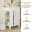 Meuble-lavabo classique 24 po avec lavabo en céramique - Structure en bois de pin massif, porte à fermeture en douceur avec tablette à 2 niveaux, espace de rangement latéral ouvert et sous-lavabo, armoire autoportante pour petites salles de bain-1138914548