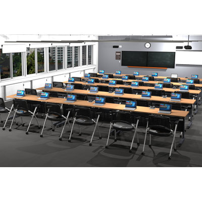 Benilde 30 Person Training Meeting Seminar Tables with Modesty Panels, 30 Chairs Complete 45 pc Set by Inbox Zero