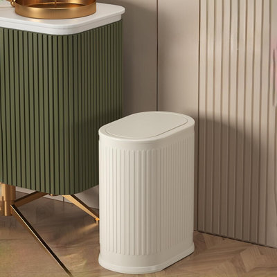 Petite poubelle à double couche 6L en acier inoxydable avec couvercle à pression pour salle de bain