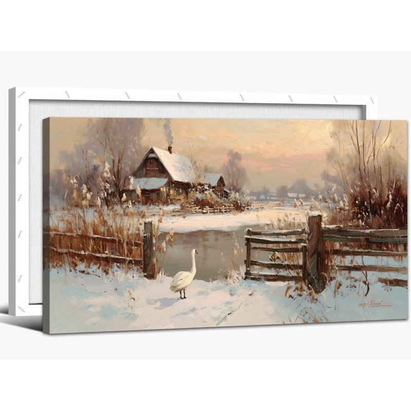 Grand paysage d'hiver, art mural Swan, H 30 po x l 60 po