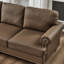 Cuir de vache brun de 83 po, cadre américain classique, cadre en bois massif, accoudoir rond, coussin de poche à ressorts confortable, housse amovible, fonction de rangement, ressort hélicoïdal, expérience d'assise, canapé-lit,-1272227646