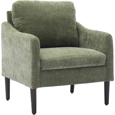 Fauteuil incurvé moderne de style Mid-Century avec tissu chenille, coussin ergonomique de 5,5 po d'épaisseur, chaise d'appoint confortable d'une capacité de 350 lb pour le salon, la chambre à coucher et le bureau
