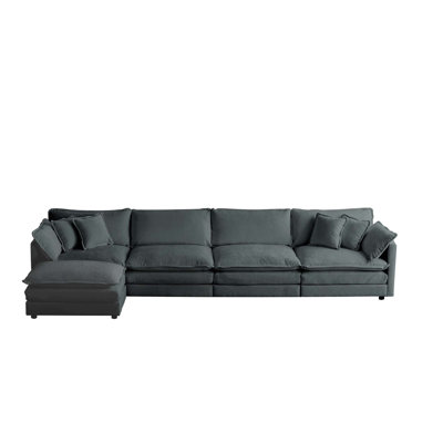 Modular U-Shaped 5 Seater Convertible Sectional Sofa With 1 Ottoman