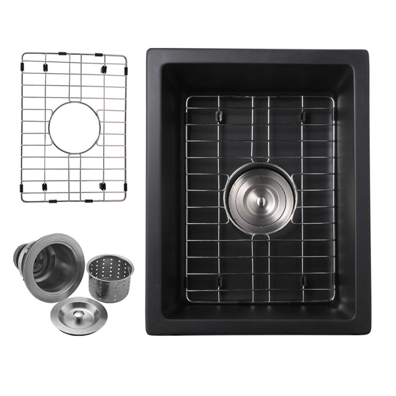Évier de bar en quartz avec crépine L 13,77 po x l 17,71 po Quartz