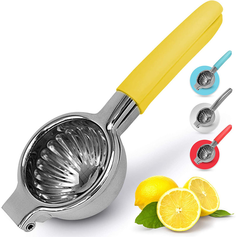 Zulay Kitchen Stainless Steel Lemon Squeezer Manual Citrus Press Juicer and Lime Squeezer, Sunshine Yellow