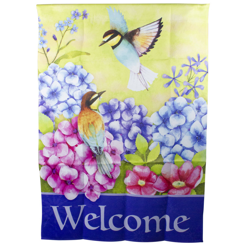 Drapeau extérieur Welcome Floral Hummingbird, H 40 po x l 28 po