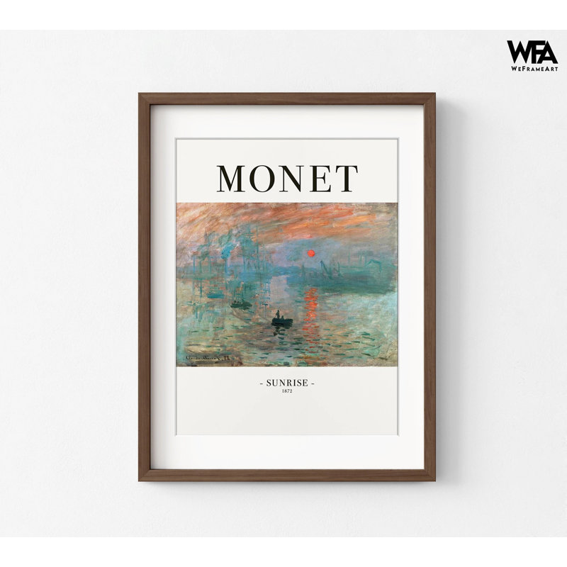 «Sunrise 1872» par Claude Monet, reproduction encadrée de Monet, Oui, H 18 po x l 24 po, Encadrement brun