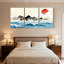 «Nautical & Beach Mountain Waves Clouds Sun Sky Water», ensemble de 3 impressions sur toile-322329645