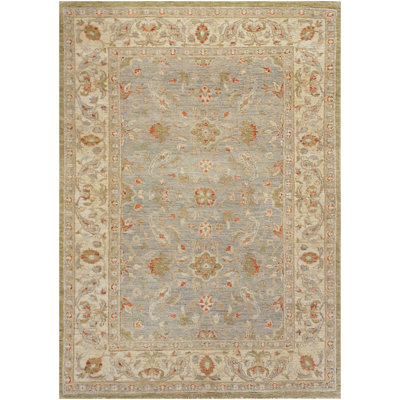 Tapis beige en laine fabriqué à la main Agra