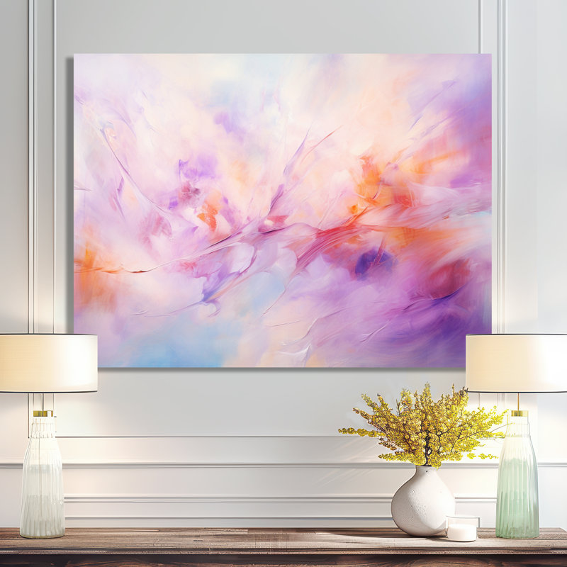 Peinture, lavande, dérive, brume mauve - art mural abstrait, H 30 po x l 40 po x P 1,5 po, Toile tendue