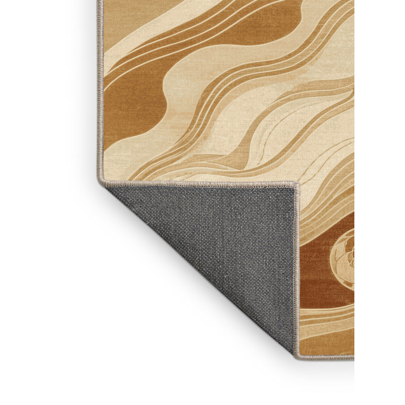 Tapis beige moelleux moelleux à motif éclectique abstrait Wukong Iseminger, 7 x 9