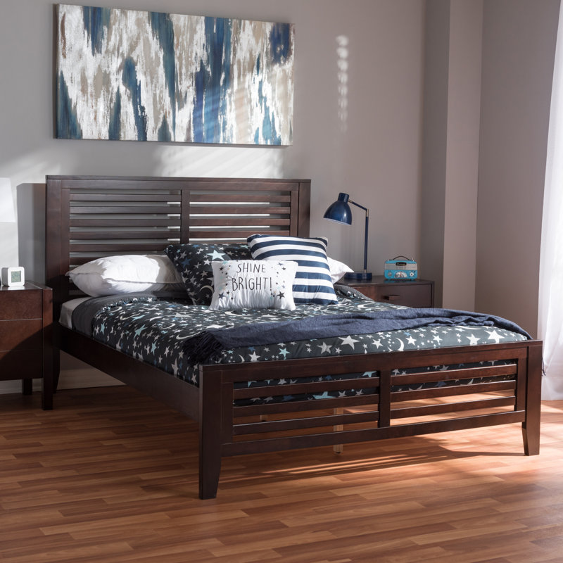 Vitto Solid Wood Slat Bed, Espresso