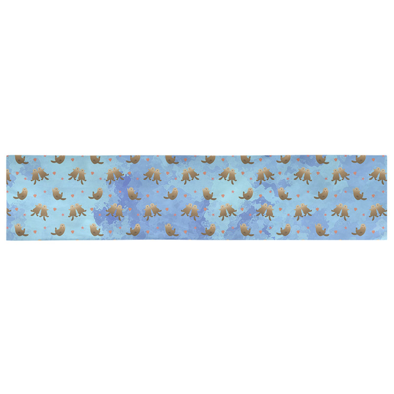 Chemin de table sea panneaux Avicia, 73,5 po x 17,5 po, Coton, Bleu pâle