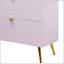 Commode rose Gaines avec tiroirs spacieux et motif à vagues unique, parfaite pour les chambres modernes