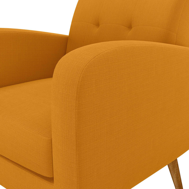 Chaise d'appoint en lin avec pieds en bois massif