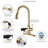 3-In-1 Kitchen Faucet With Press-Type Glass Rinser, Universal For 1 & 3 Holes, High-Arc Pull-Down Sprayer With 3 Function Spray Mode, Brushed Gold Finish-124897616