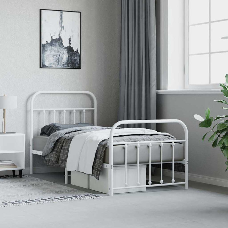 Bulkley Steel Bed, 90 x 190 cm, White