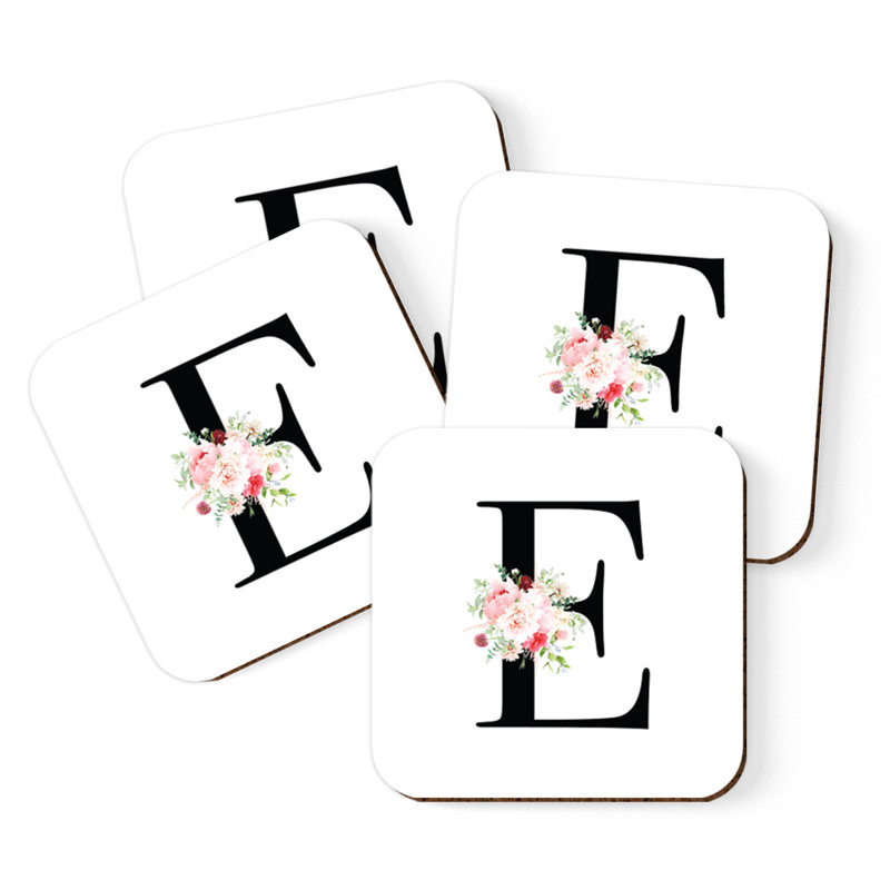 Sous-verre à motif floral rosé, E