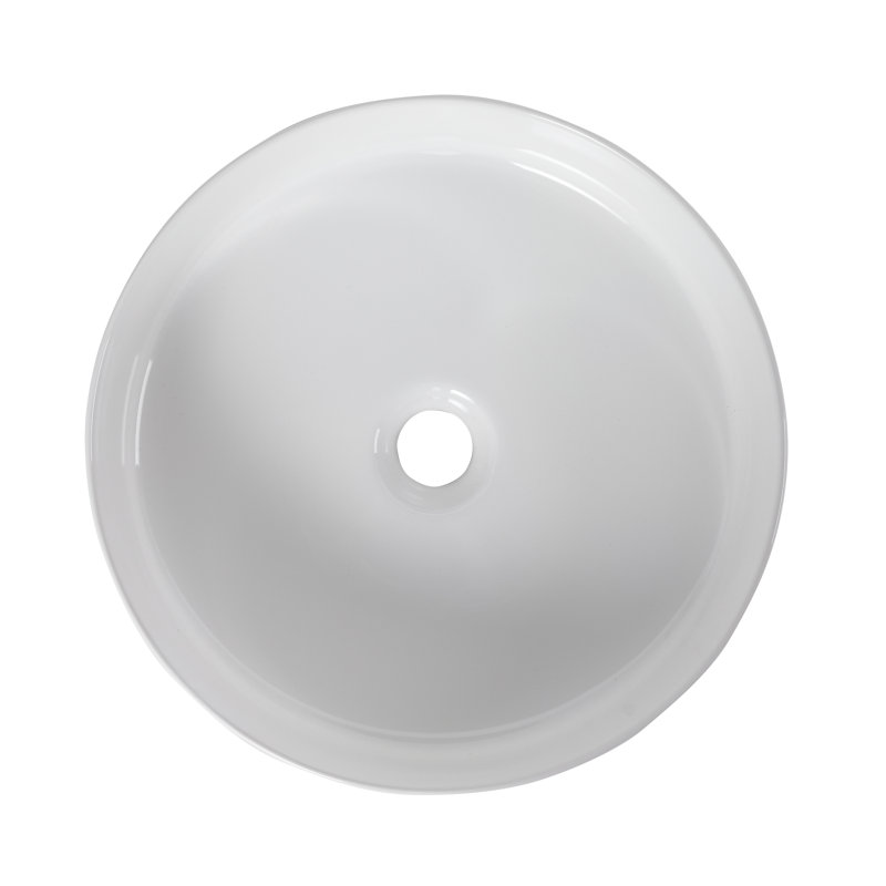 Lavabo de salle de bain rond en céramique et comptoir blanc (BAB400MOWH)