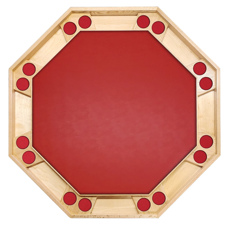 Table de poker 57 po, Naturel, Vinyle rouge