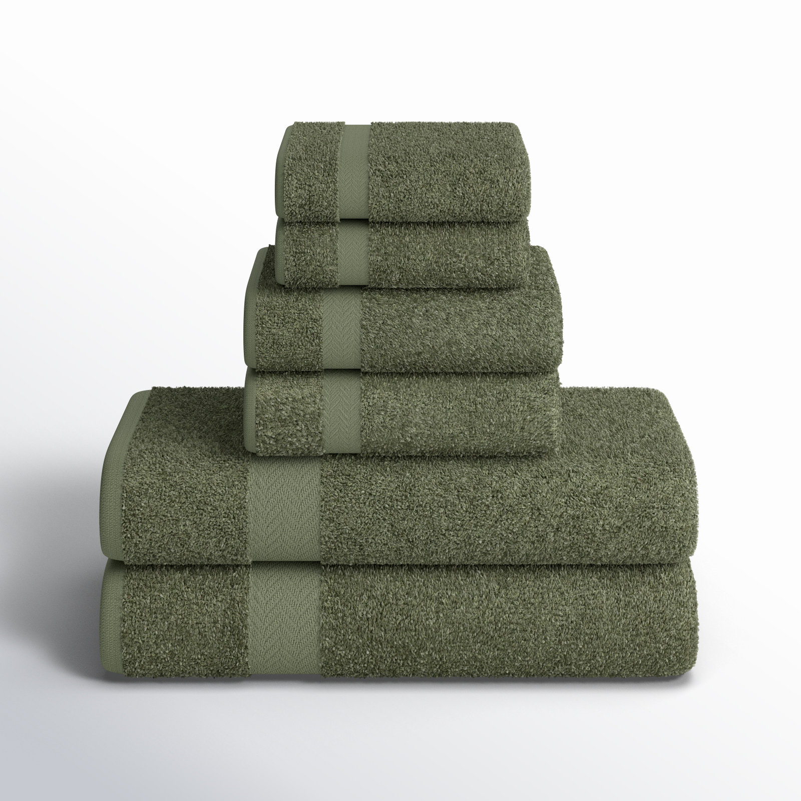 Franklin Cotton Lightweight Quick-Drying Face Towel Washcloth, Forest Green, 24 Pieces Towel Set