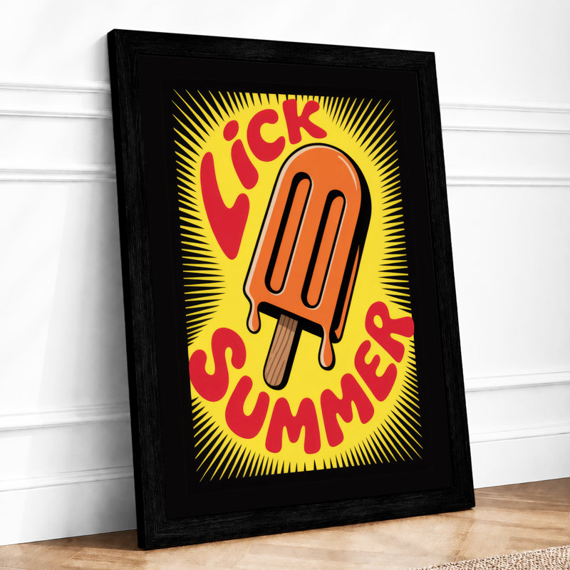 Lick & Summer Retro - Framed Print, A2 - 59.4 x 42.0 cm, Black