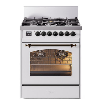 ILVE Nostalgie II Series 30 inch Dual Fuel Range with 5 Sealed Burners (Glass Door)