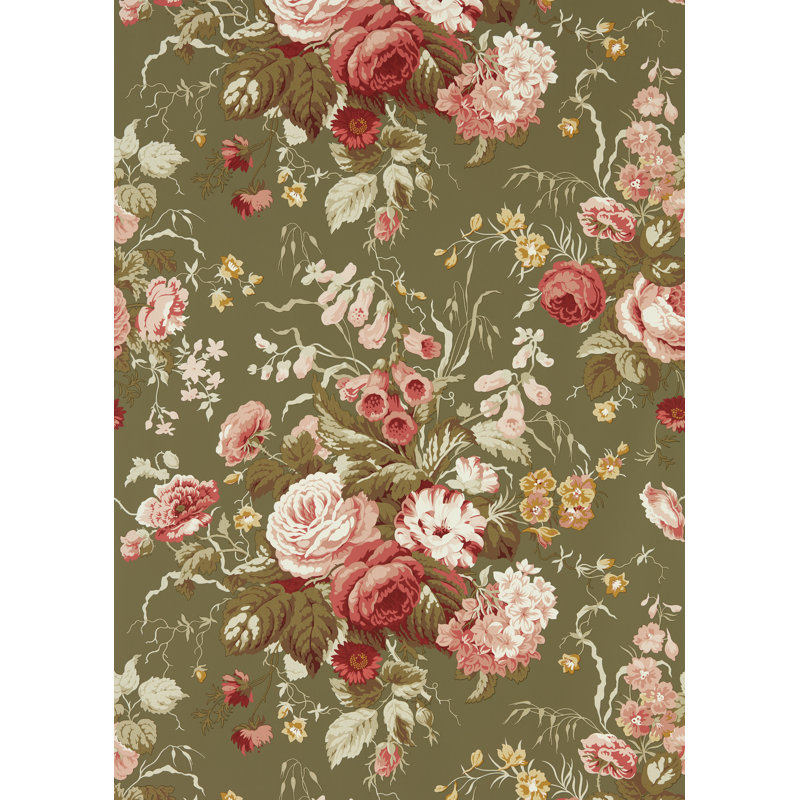 Stapleton Park Wallpaper, Olive/Bengal Red